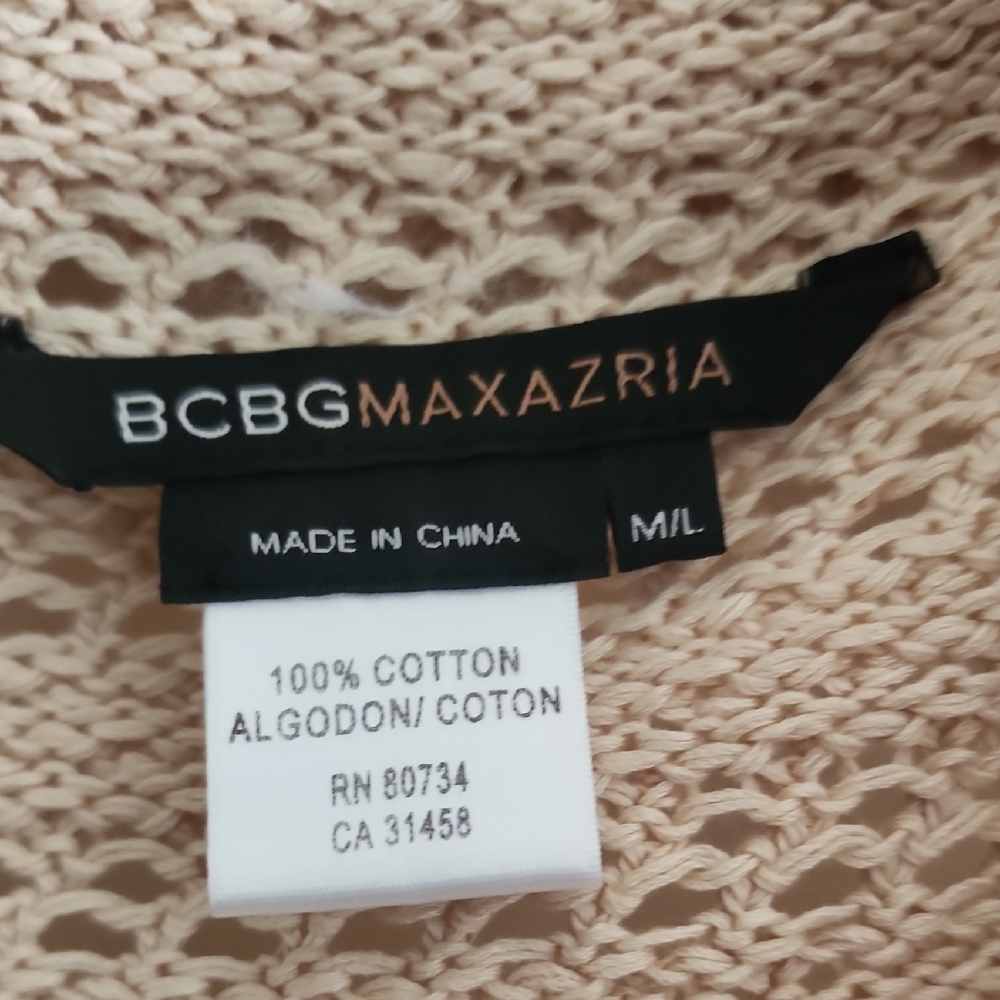 BCBGMaxAzria Beige Crochet Open-Front Vest - Picture 2 of 9